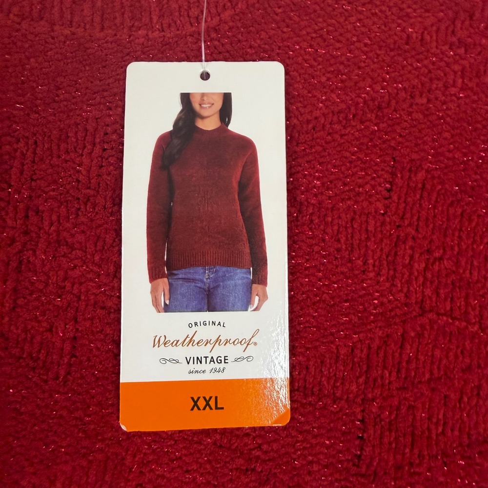 Weatherproof Vintage Red Chenille Sparkle Crew Neck Sweater XXL NWT